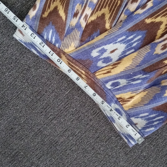 💛Tory Burch💛 - Blue/Brown/Yellow Jemima Ikat Linen Blend Skirt - Picture 9 of 10